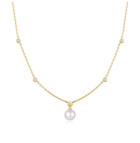  Luna Gaze - Colliers maillons - Argent / GP 14 carats - Perle - 45cm